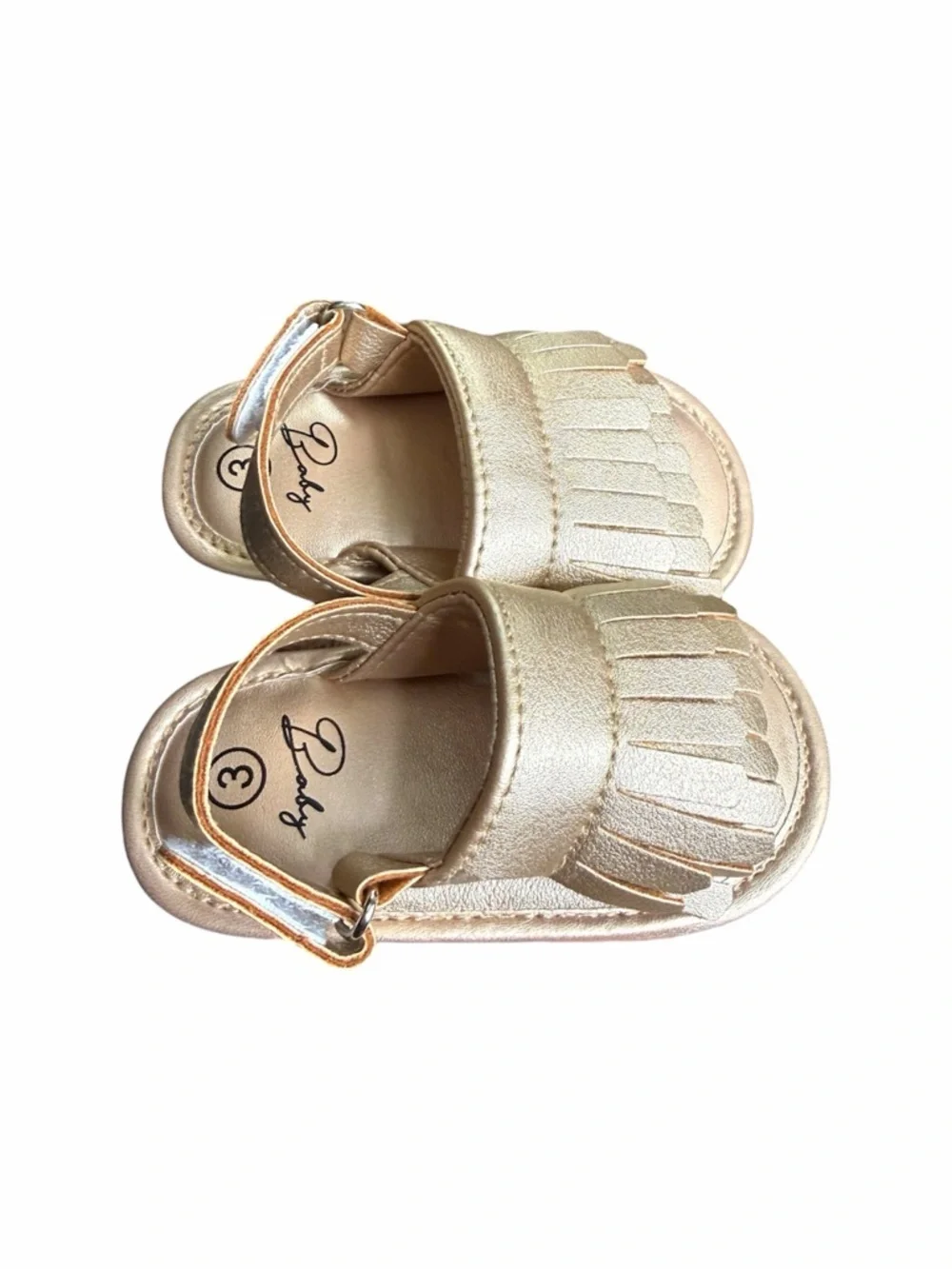 Baby Girl Children's Boho Fringe Sandals in Metallic Gold - Kids Shoes Size 3